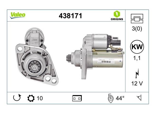 VALEO 12V MARŞ MOTORU 10 DİŞ 1.1 KW (2 KULAK) AUDI/SEAT/SKODA/VW 
