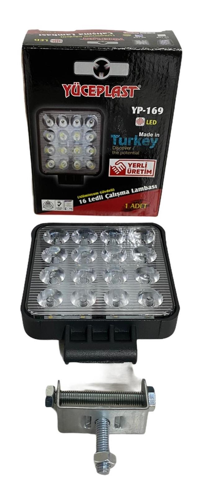 12V-24V ÇALIŞMA LAMBASI (16 X 3W POWER LEDLİ) KARE (108*108)