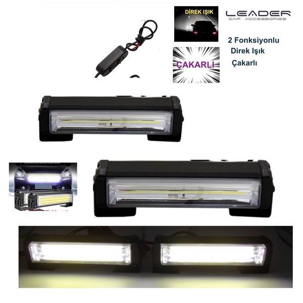 12V-24V ESCORT ÇAKAR-OFF-ROAD LAMBASI COB LEDLİ  9 FONKSİYONLU (38 MM X 157 MM) BEYAZ (2 AD)