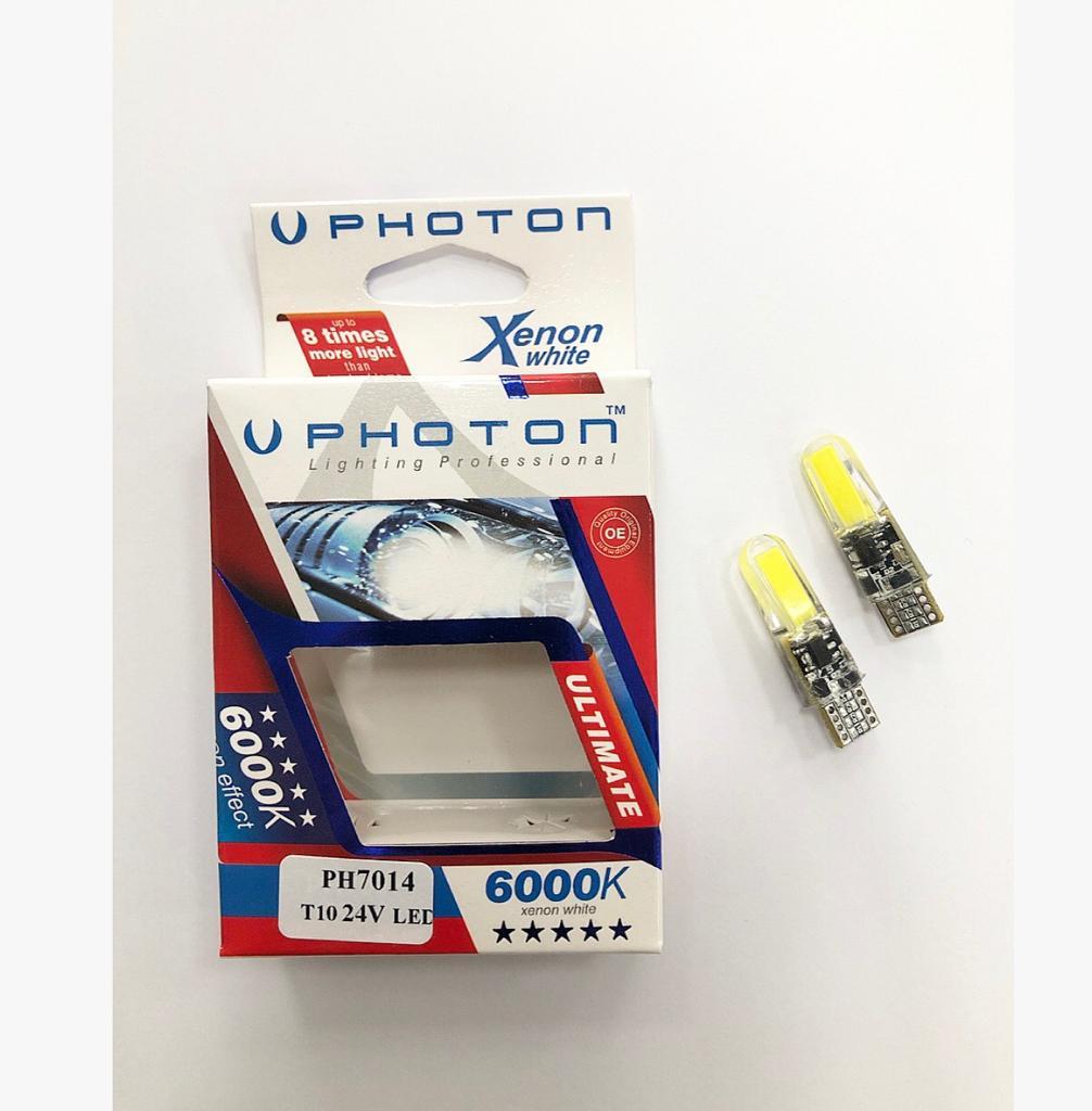 PHOTON 24V DİPSİZ AMPUL T10 NEON LED SİLİKONLU BEYAZ (2 AD)