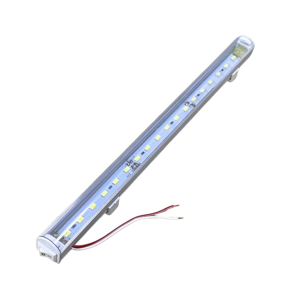 24V FLORESAN TAVAN LAMBASI 18 LEDLİ BEYAZ ANAHTARLI (ŞEFFAF CAM) (25 CM)