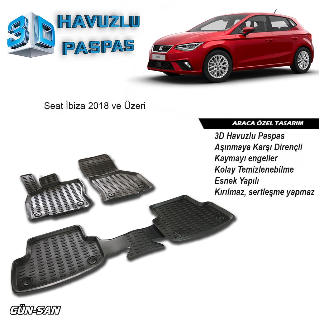 3D ARAÇ PASPASI (SİYAH) (4 PARÇA) SEAT IBIZA 2018 > 