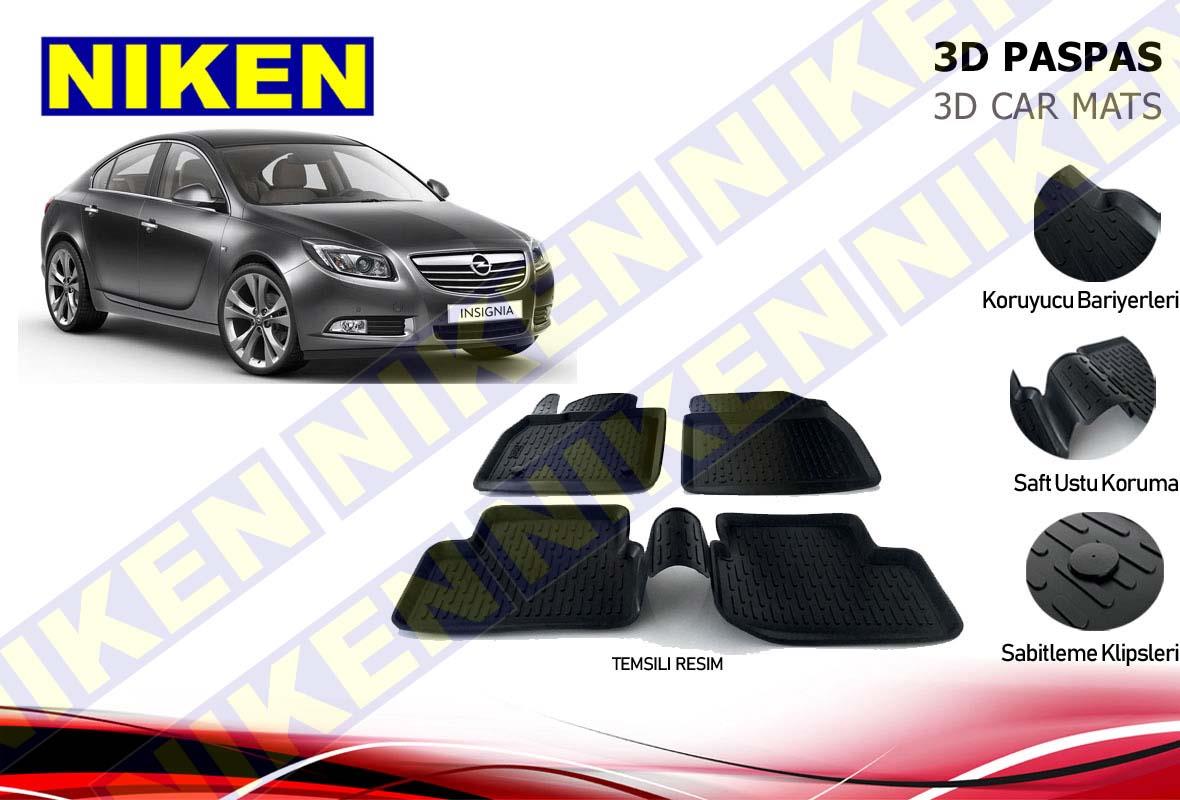3D ARAÇ PASPASI (SİYAH) (4 PARÇA) OPEL INSIGNIA 2009-2016