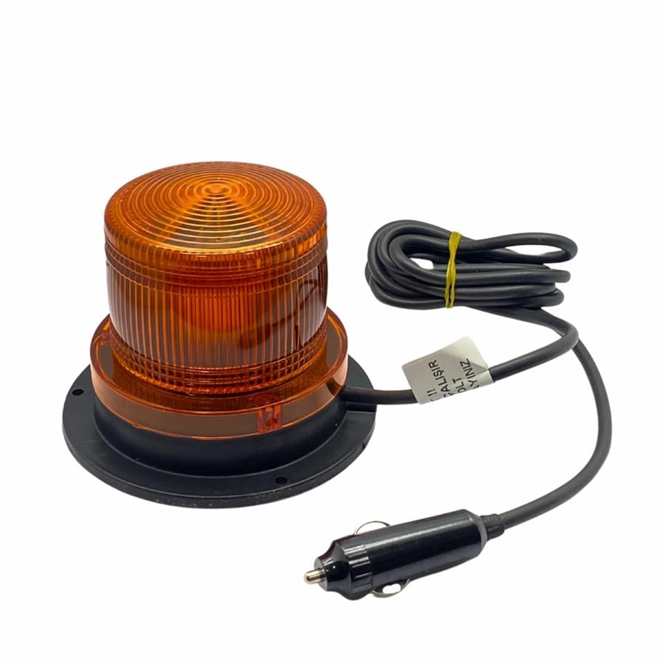 12V-24V ÇAKAR TEPE LAMBA LEDLİ MIKNATISLI ÇAKMAK FİŞLİ SARI (128*100 MM)