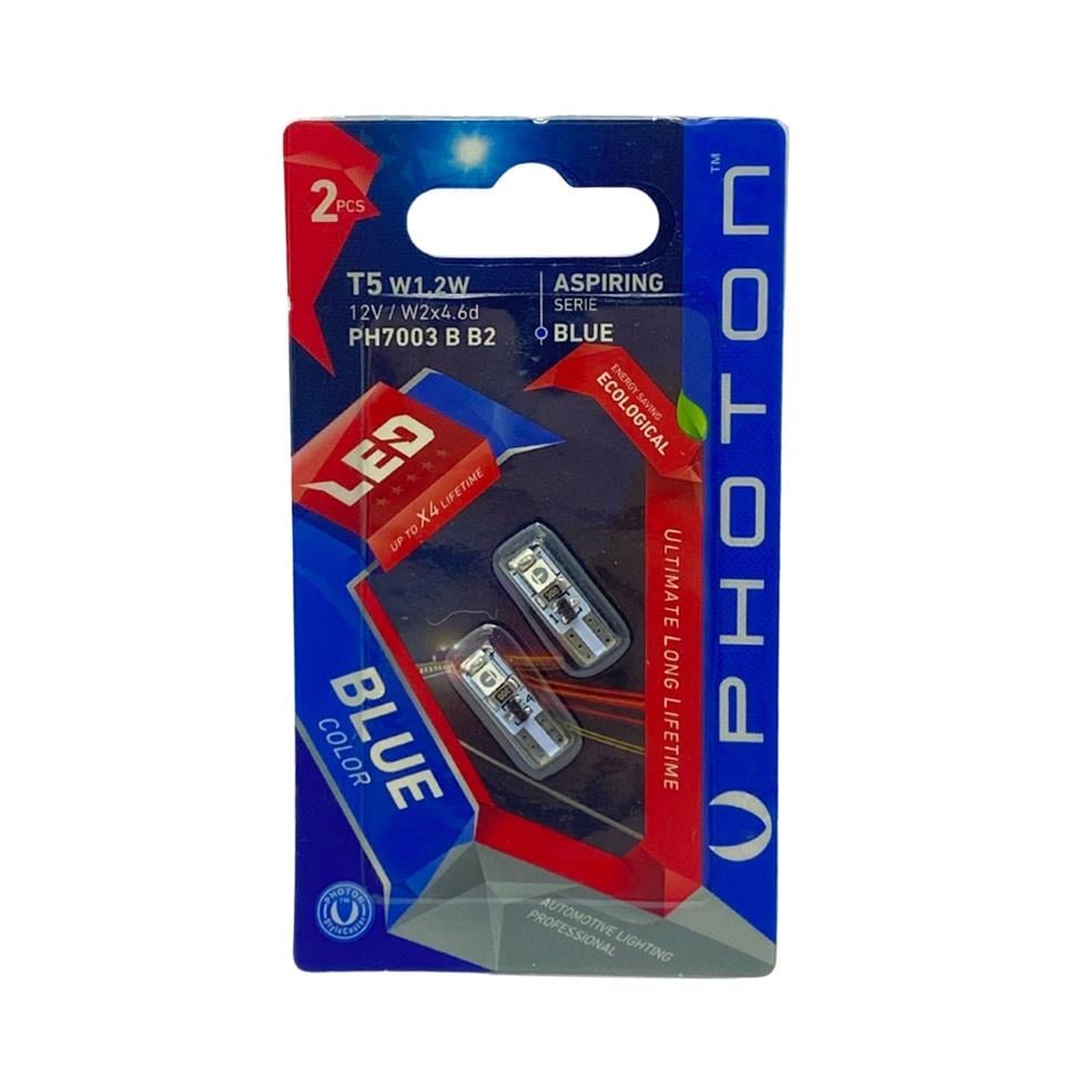 PHOTON 12V DİPSİZ AMPUL T5 3 LEDLİ MAVİ 6000K (2 AD)