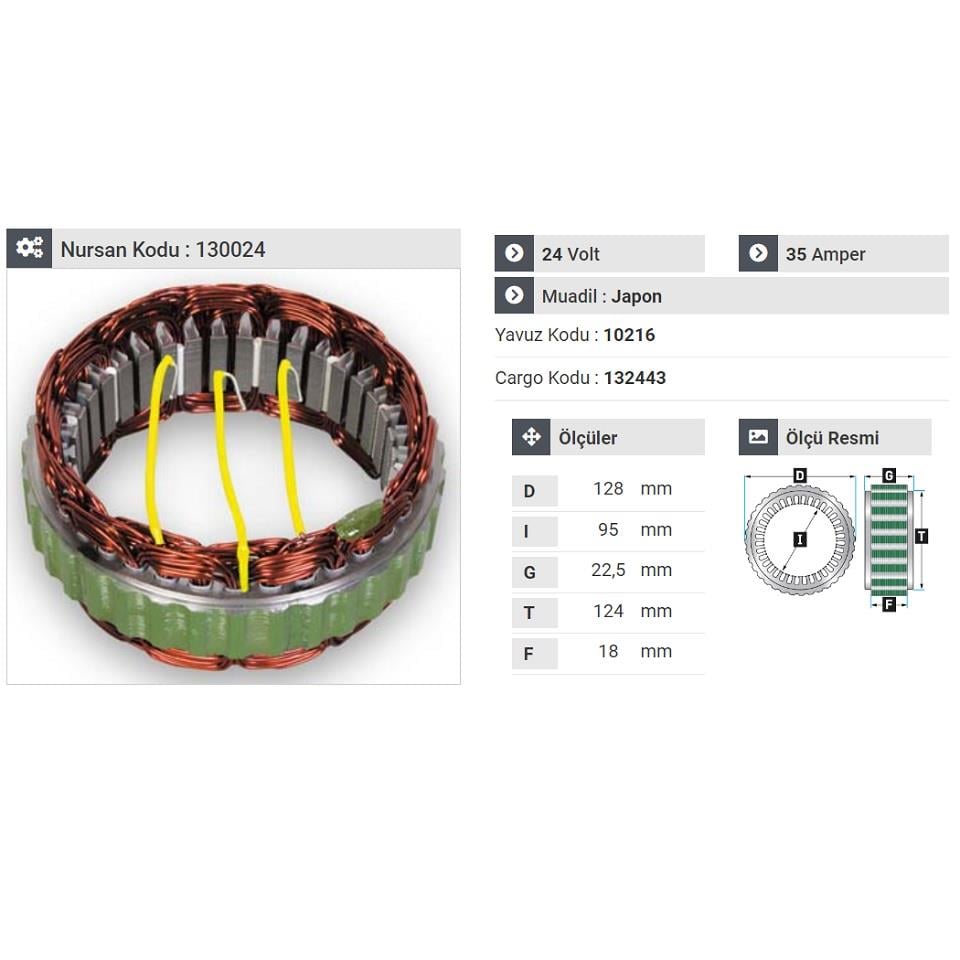 24V ALTERNATÖR STATÖR HITACHI TİPİ (3 UÇLU) ISUZU