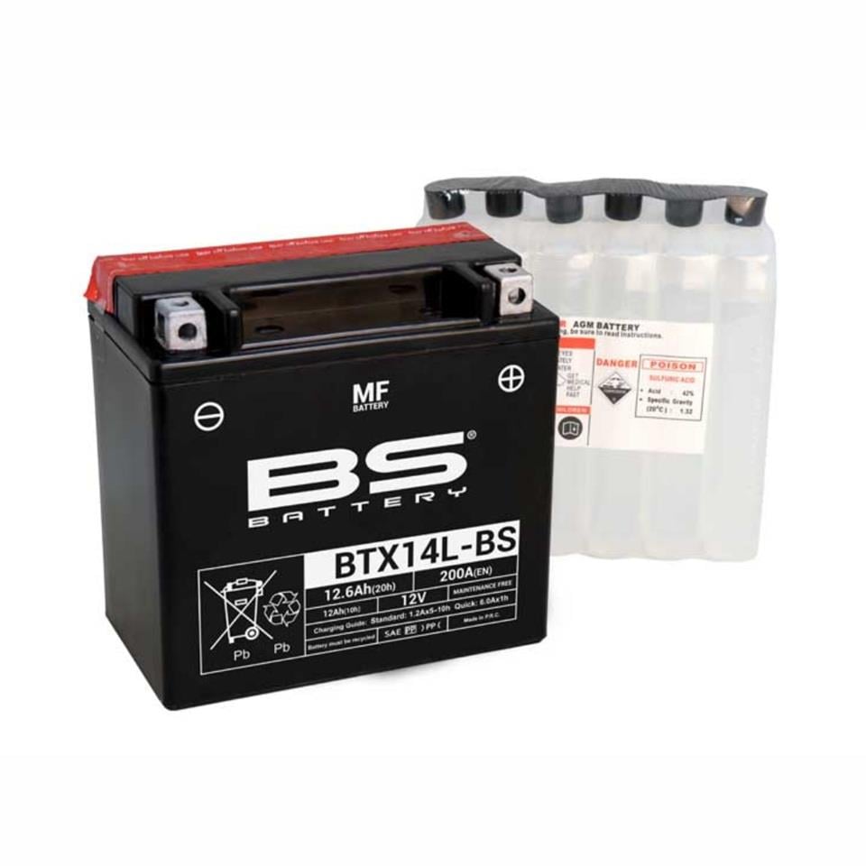 BS BATTERY 12V 12.6 AH MOTOSİKLET AKÜSÜ 200 A (148*87*145) (BTX14L-BS) DÜZ KUTUP