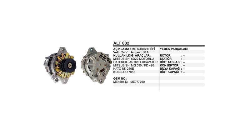 24V ALTERNATÖR DİNAMO MITSUBISHI TİPİ 60 A (L-R) CATERPILLAR-MITSUBISHI FUSO CANTER/PRESTİJ