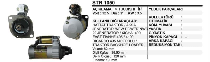 12V MARŞ MOTORU MITSUBISHI TİPİ 11 DİŞ 3.5 KW (FIRLAMA 19 MM) FORKLİFT-JENERATÖR