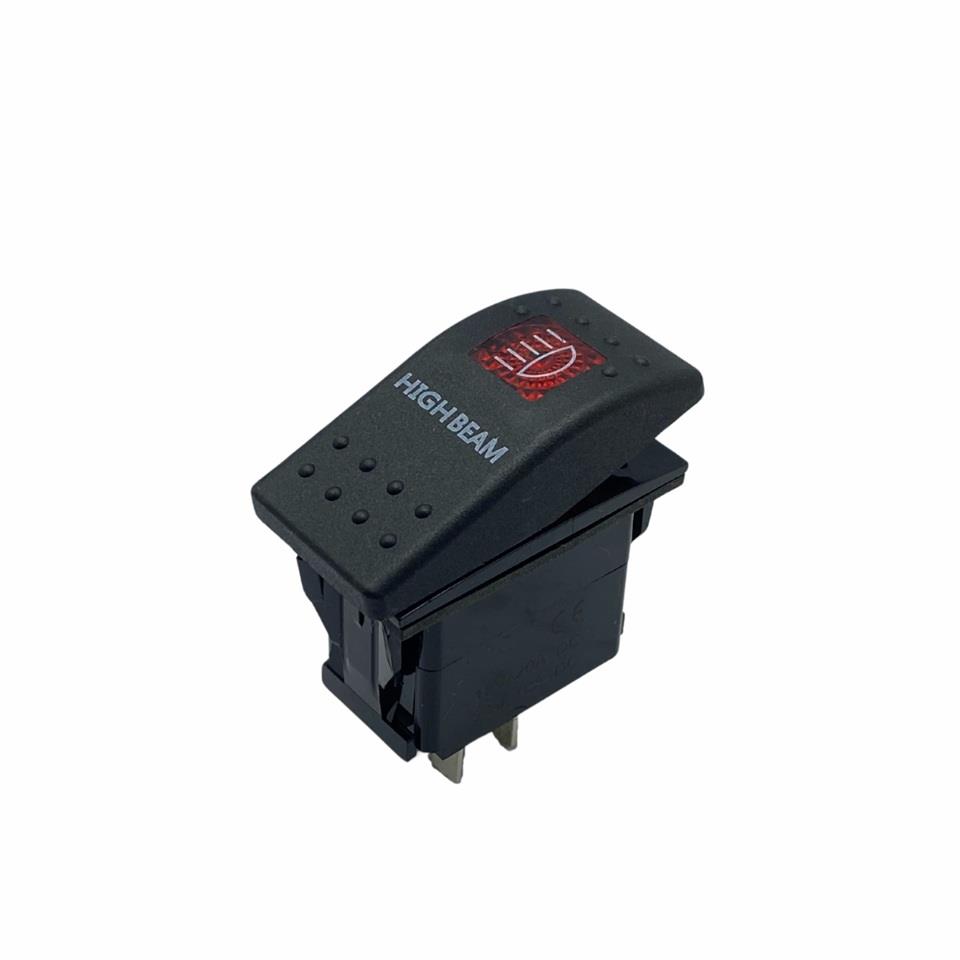 TUŞLU ANAHTAR IŞIKLI KIRMIZI FAR (3 FİŞ) (TEK DEVRE) (12V 20A DC/24V 10A DC) MARİN