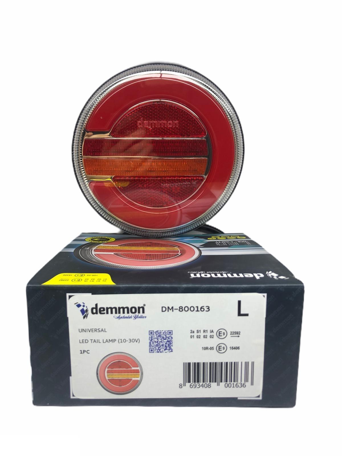 12V-24V STOP LAMBASI YUVARLAK (NEON LEDLİ) (3 FONKSİYONLU) (KIRMIZI-SARI) KABLOLU (140*35 MM) SOL