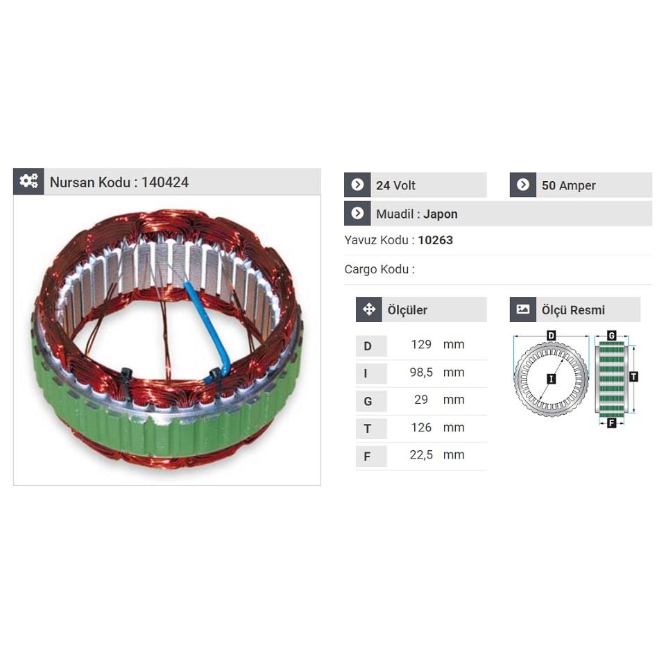 24V ALTERNATÖR STATÖR HITACHI TİPİ 50 A (4 UÇLU) ISUZU NQR 2005 >