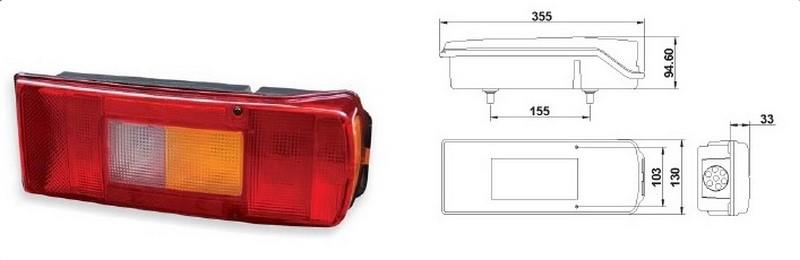 MARS STOP LAMBASI (PLAKALI) SOKETLİ VOLVO KAMYON SOL (KISA)