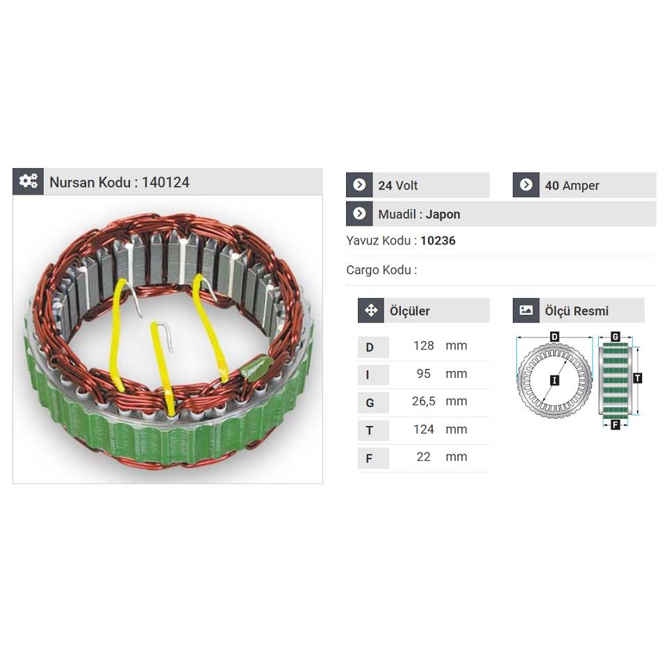 24V ALTERNATÖR STATÖR HITACHI TİPİ (3 UÇLU)