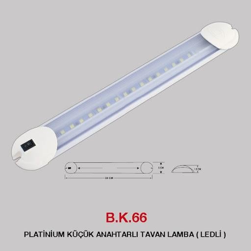 12V TAVAN LAMBASI ANAHTARLI BEYAZ (LEDLİ) (380*50*15 MM)