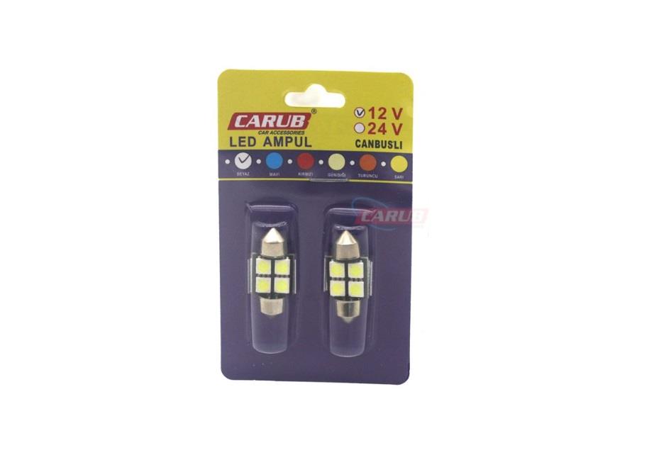 12V SOFİT AMPUL 4 LEDLİ BEYAZ (31 MM) (2 AD)