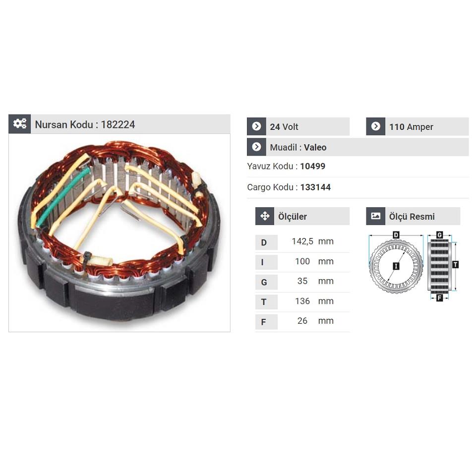 24V ALTERNATÖR STATÖR VALEO TİPİ (7 UÇLU) OTOKAR SULTAN