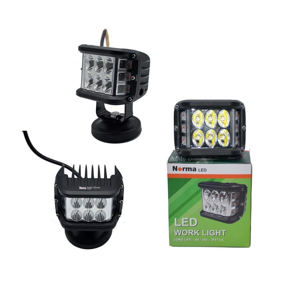 9V-35V OFF-ROAD ÇALIŞMA LAMBASI (6 X 3W POWER LEDLİ) (KIRMIZI-BEYAZ ÇAKARLI FONKSİYONLU) (98*74 MM)