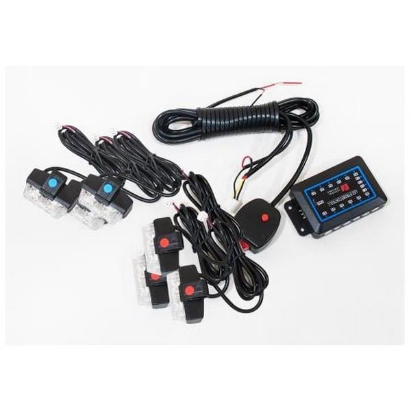 12V ÇAKAR LAMBA (8*2) LEDLİ PROFESYONEL4 FONKSİYONLU KIRIMİZI/MAVİ  (8 AD)