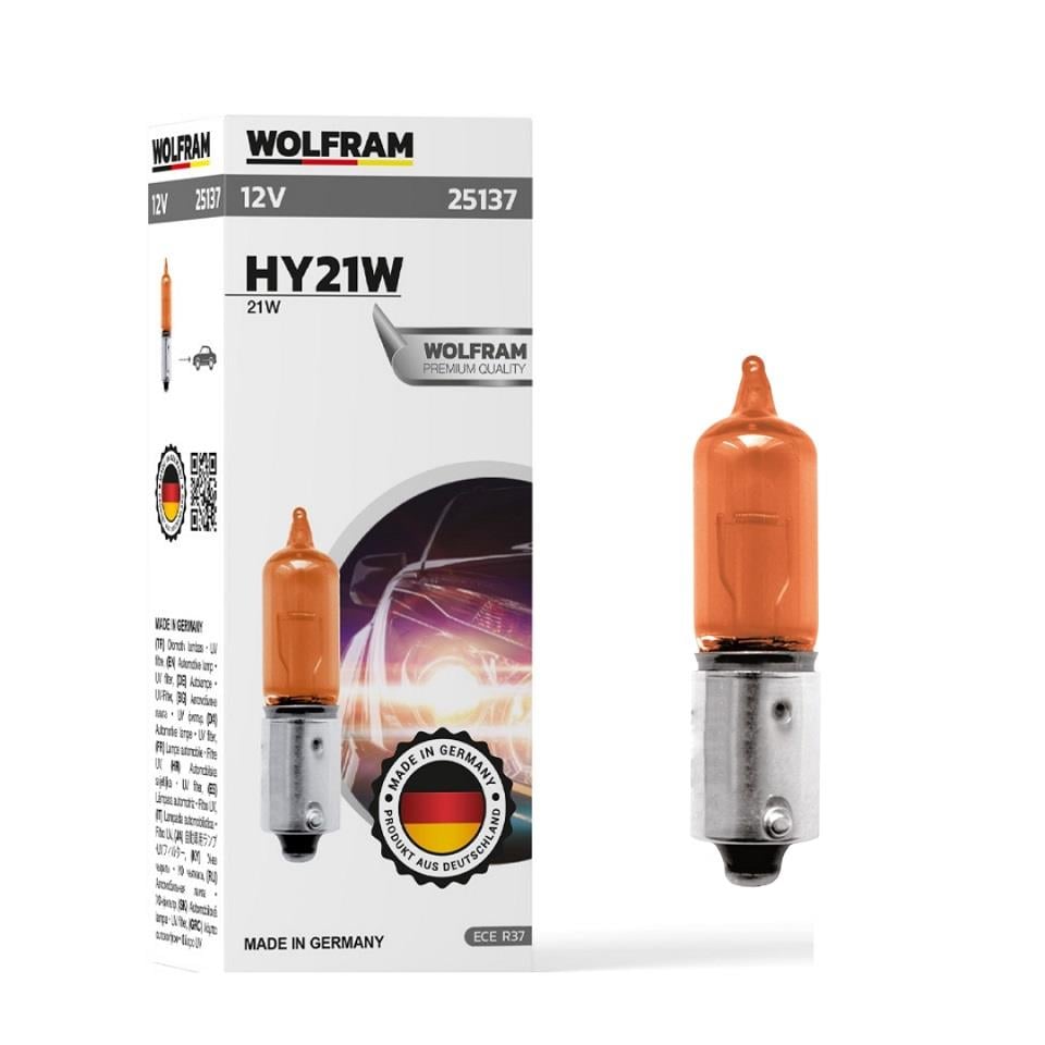 WOLFRAM 12V H21 AMPUL 21W SARI (ŞAŞI YAKIN TIRNAK) GERMANY 