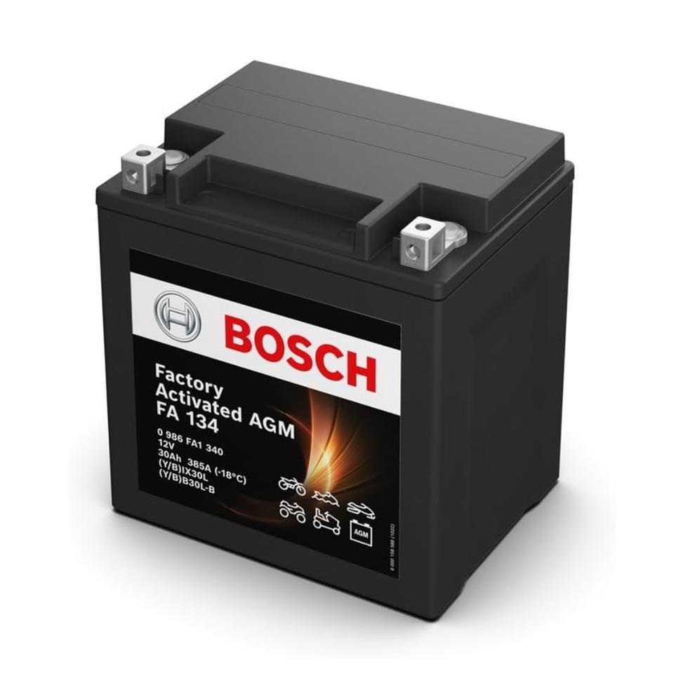 BOSCH 12V 30 AH MOTOSİKLET AKÜSÜ AGM 385 A (EN) (166*126*173) (FA134) (YIX30L) (YB30L-B) (BIX30L)