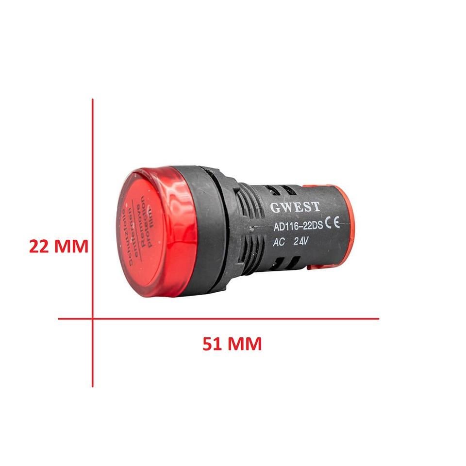 24V GÖZ LAMBASI LEDLİ UNIVERSAL KIRMIZI (29.5 MM)