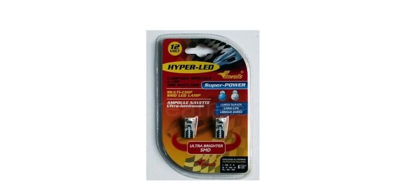 12V DİPSİZ AMPUL T10 (4 LEDLİ) MAVİ (2 AD)