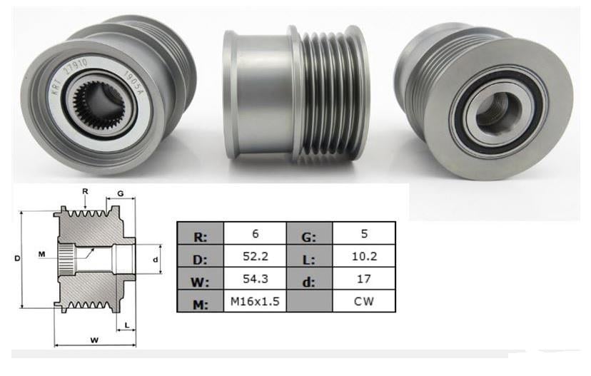 ALTERNATÖR KASNAK RULMANLI 6-KANAL AUDI-SEAT-SKODA-VW