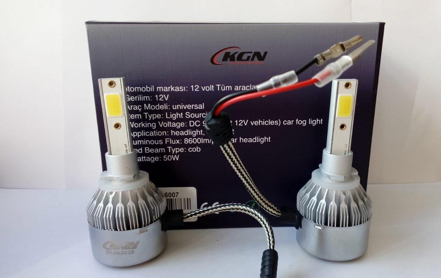 9V-32V H27 COB LED XENON FAR AMPUL SETİ 50W 6000K 8600 LÜMEN