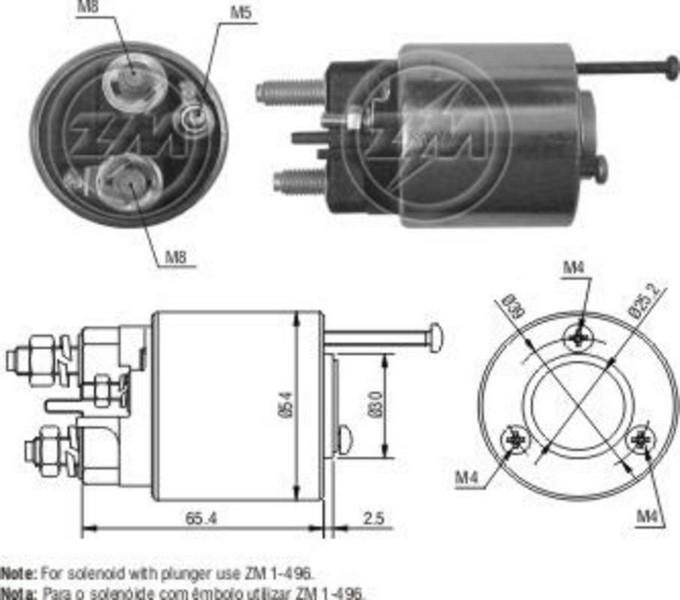ZM 496 ZM 12V MARŞ OTOMATİĞİ VALEO TİPİ (3 DELİK) M5 SAĞ YÜKSEK