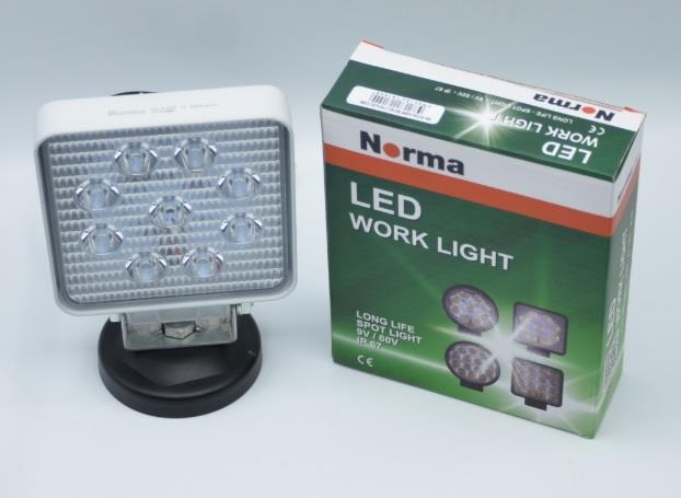 NORMA 9V-60V ÇALIŞMA LAMBASI KARE 9 X 3W POWER LEDLİ (106*106 MM) KALIN CAM BEYAZ 