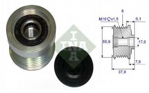 INA ALTERNATÖR KASNAK RULMANLI 6-KANAL (TERS DİŞ) VOLVO C70/S40/S60/S70/S80/V70/XC70 1997-2007
