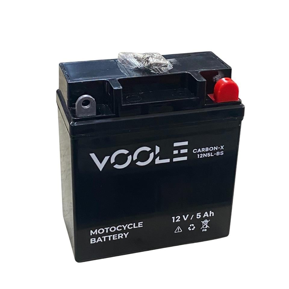 VOOLE 12V 5 AH MOTOSİKLET AKÜSÜ CARBON-X (121*61*131 MM) (12N5L-BS) (YB5L-B)