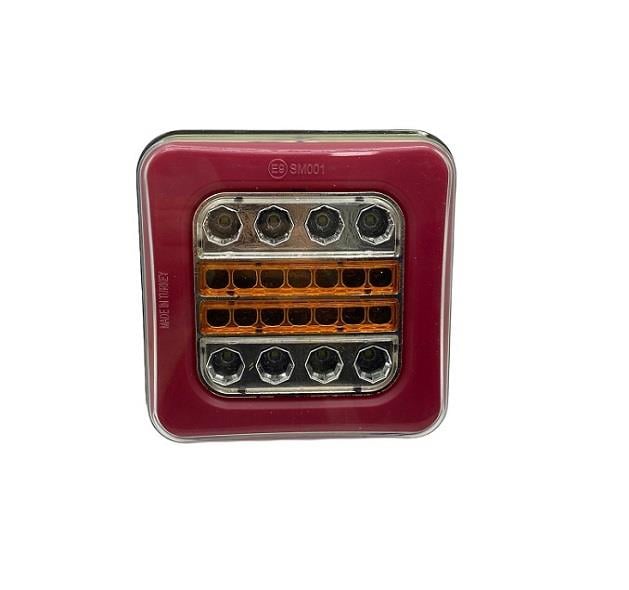 12V-24V STOP LAMBASI KARE (NEONN LEDLİ) (4 FONKSİYONLU) (143*143 MM)