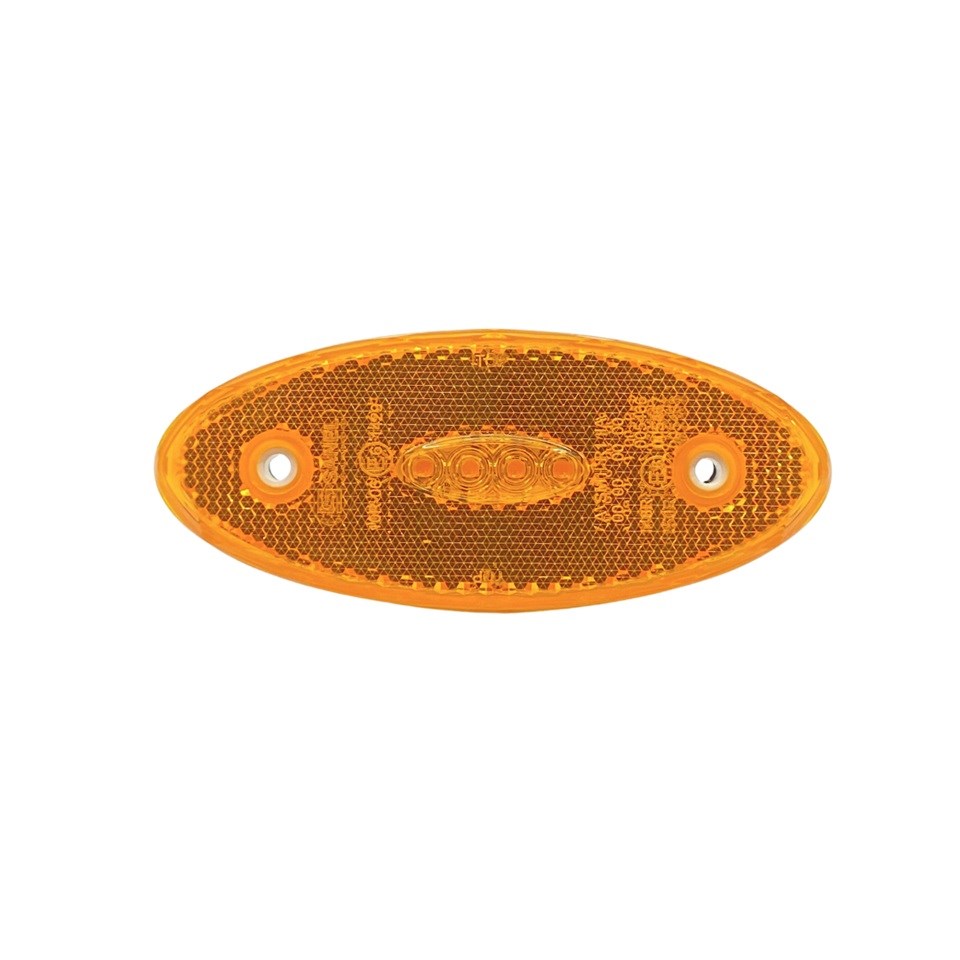 12V-24V YAN SİNYAL LAMBASI DORSE SİDE MARKER SARI OVAL (4 LEDLİ) (SOKETLİ)(120*50 MM)