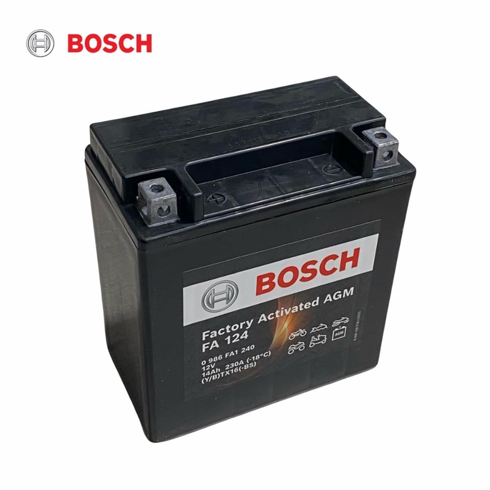 BOSCH 12V 14 AH MOTOSİKLET AKÜSÜ AGM 230 A (EN) (150*87*161) (FA124) (YTX16-BS) (BTX16-BS) (TERS)