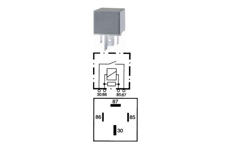 HELLA 12V RÖLE 4 UÇLU 50 A (70 A TİPİ) (2 UÇ KÜÇÜK / 2 UÇ BÜYÜK) (6.3 MM / 9.5 MM) (DİRENÇLİ)