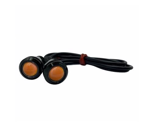 12V GÜNDÜZ SÜRÜŞ LEDİ NEON YUVARLAK SARI CIVATALI (MERCEKLİ) (18 MM) (2 AD)