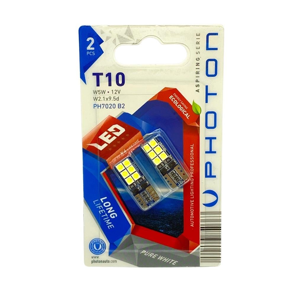 PHOTON 12V DİPSİZ AMPUL T10 (8 LEDLİ) BEYAZ 6000K CB (ARIZA IŞIĞI YAKMAZ) (2 AD)