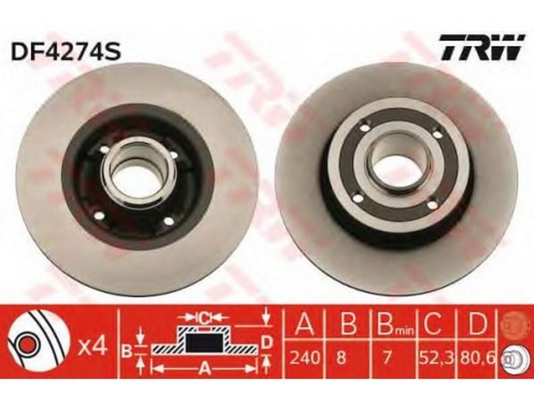 TRW FREN AYNASI (DİSKİ) ARKA RENAULT MEGANE/CLIO/MODUS (2 AD)