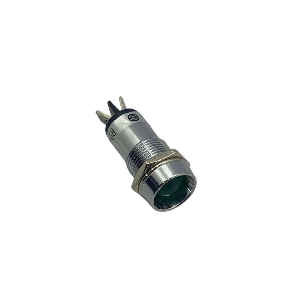 12V GÖZ LAMBASI (METAL) (BÜYÜK LEDLİ) YEŞİL (14 MM)