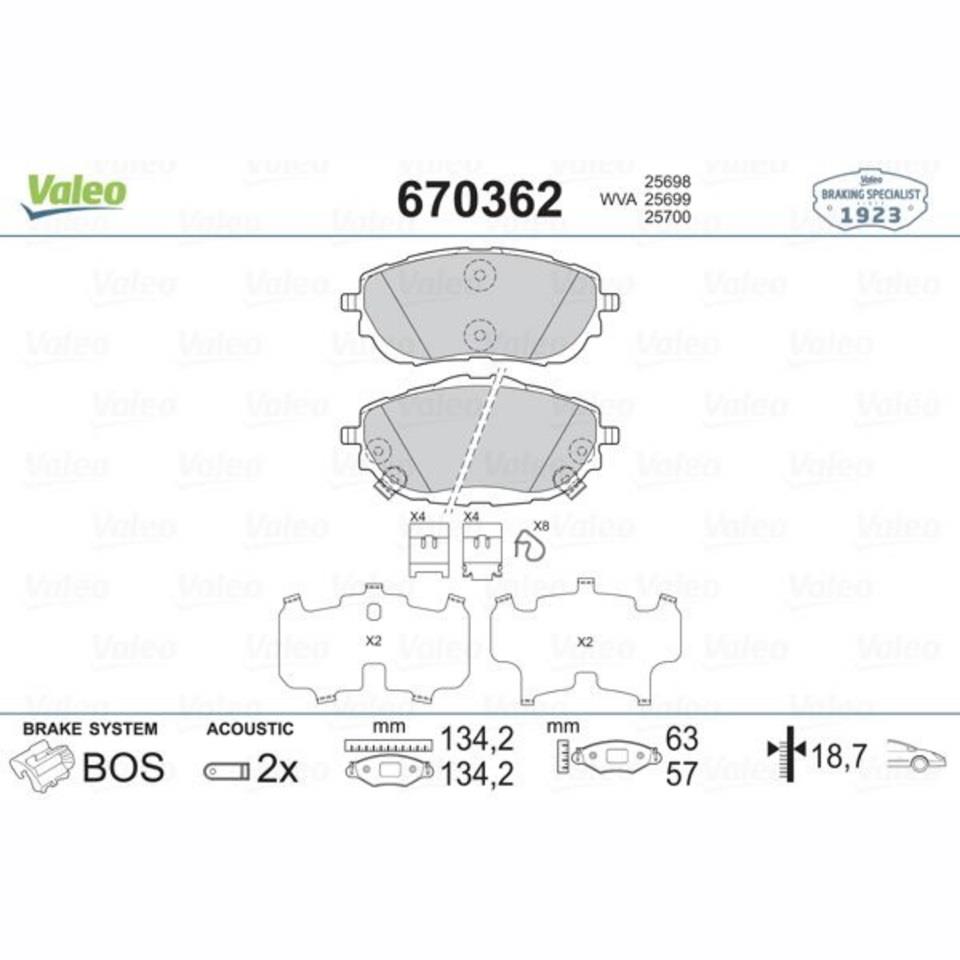VALEO ÖN FREN BALATASI TOYOTA AURIS/COROLLA 2012 >
