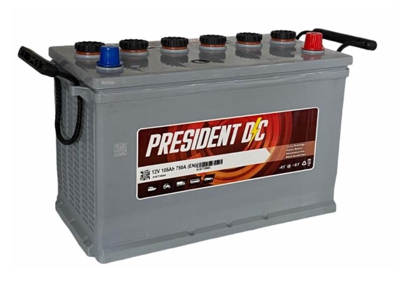 PRESIDENT 12V 105 AH AKÜ 750 A (EN) (347*177*232) (AĞIR HİZMET)