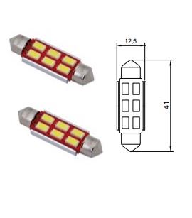 TESLA 12V SOFİT AMPUL 6 LEDLİ BEYAZ ( 41 MM) (2 AD)