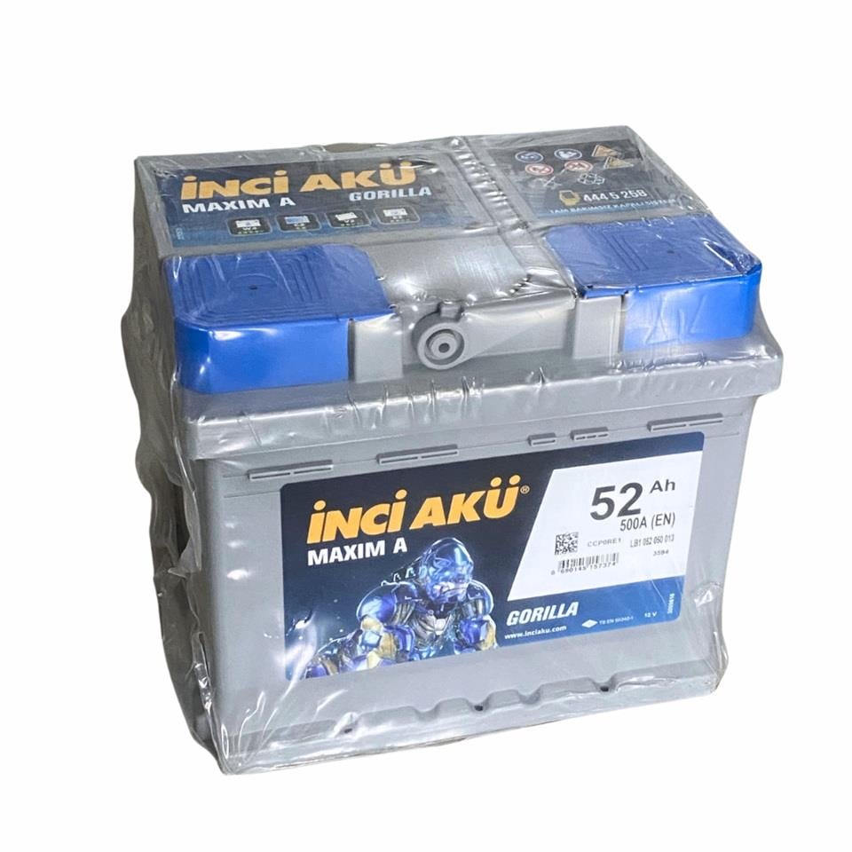 İNCİ 12V 52 AH AKÜ MAXIM A GORILLA 500 A (207*175*175) (ALÇAK)