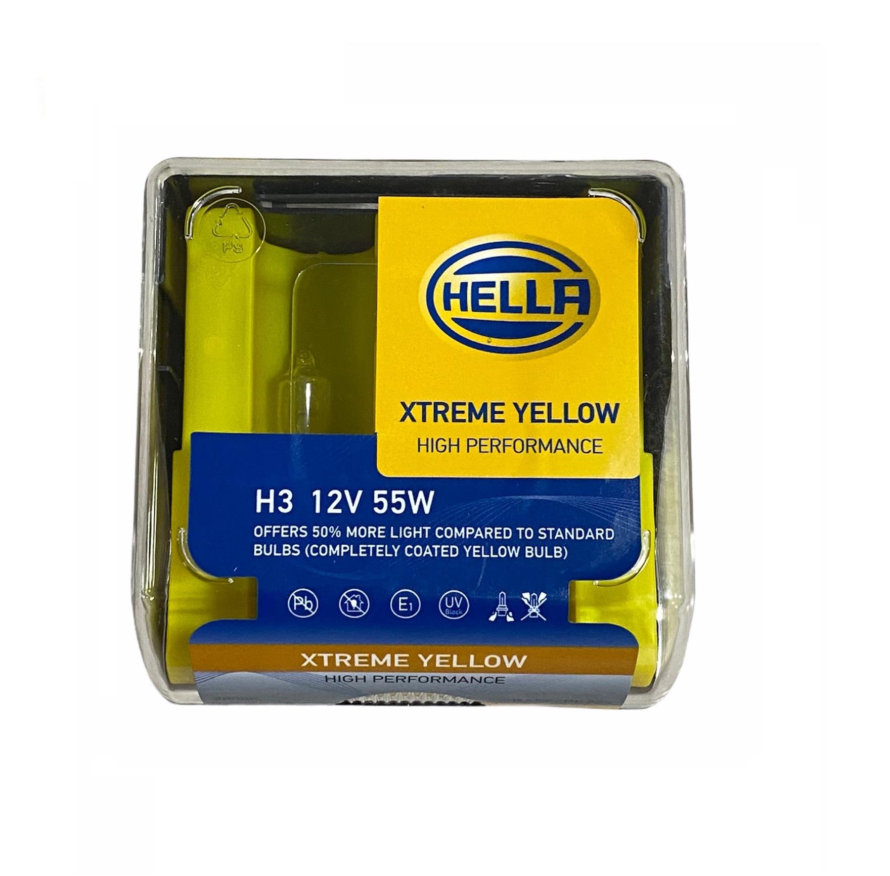 HELLA 12V H3 AMPUL 55W +%50 XTREME YELLOW 2800K SARI (2 AD)