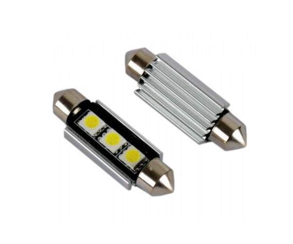 12V SOFİT AMPUL 3 LEDLİ BEYAZ 6000K (43 MM) (2 AD)