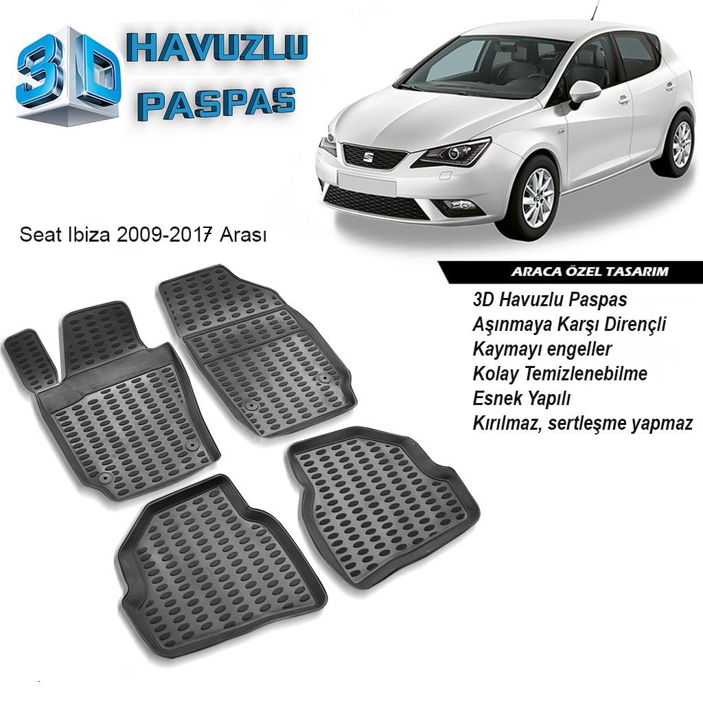 3D ARAÇ PASPASI (SİYAH) (4 PARÇA) SEAT IBIZA 2009-2017
