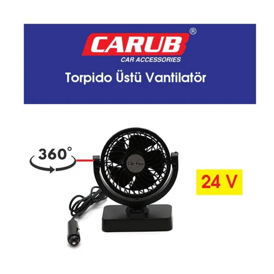 24V VANTİLATÖR 4 '' (ÇAKMAK FİŞLİ) (TORPİDO ÜSTÜ) (ÇİFT DEVRE) (360° AYARLANABİLİR) (135*85*152 MM)