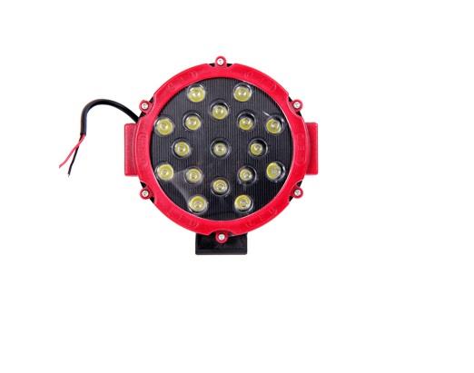 10V-30V LED LAMBA OFF-ROAD 51W (17 X 3W) (YUVARLAK) (155*155 MM) (KIRMIZI)